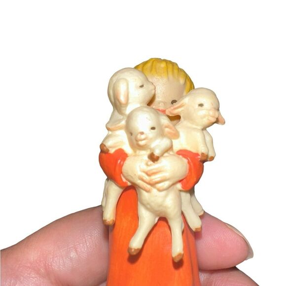 Anri Ferrandiz Girl with 3 Lambs Figurine on Reed & Barton Silver Plated Bell - Picture 6 of 6